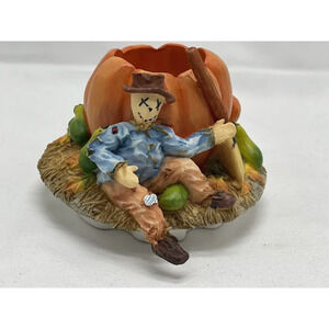 S'Toppers Pumpkin and Scarecrow Candle Capper 4” Ceramic Fall